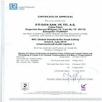 Certificat de Standardizare pentru Siguranţa Produselor Alimentare BRC Global, pentru Fabrica de Checuri