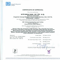  Certificat de Standardizare pentru Siguranţa Produselor Alimentare BRC Global, pentru Fabrica de Biscuiţi